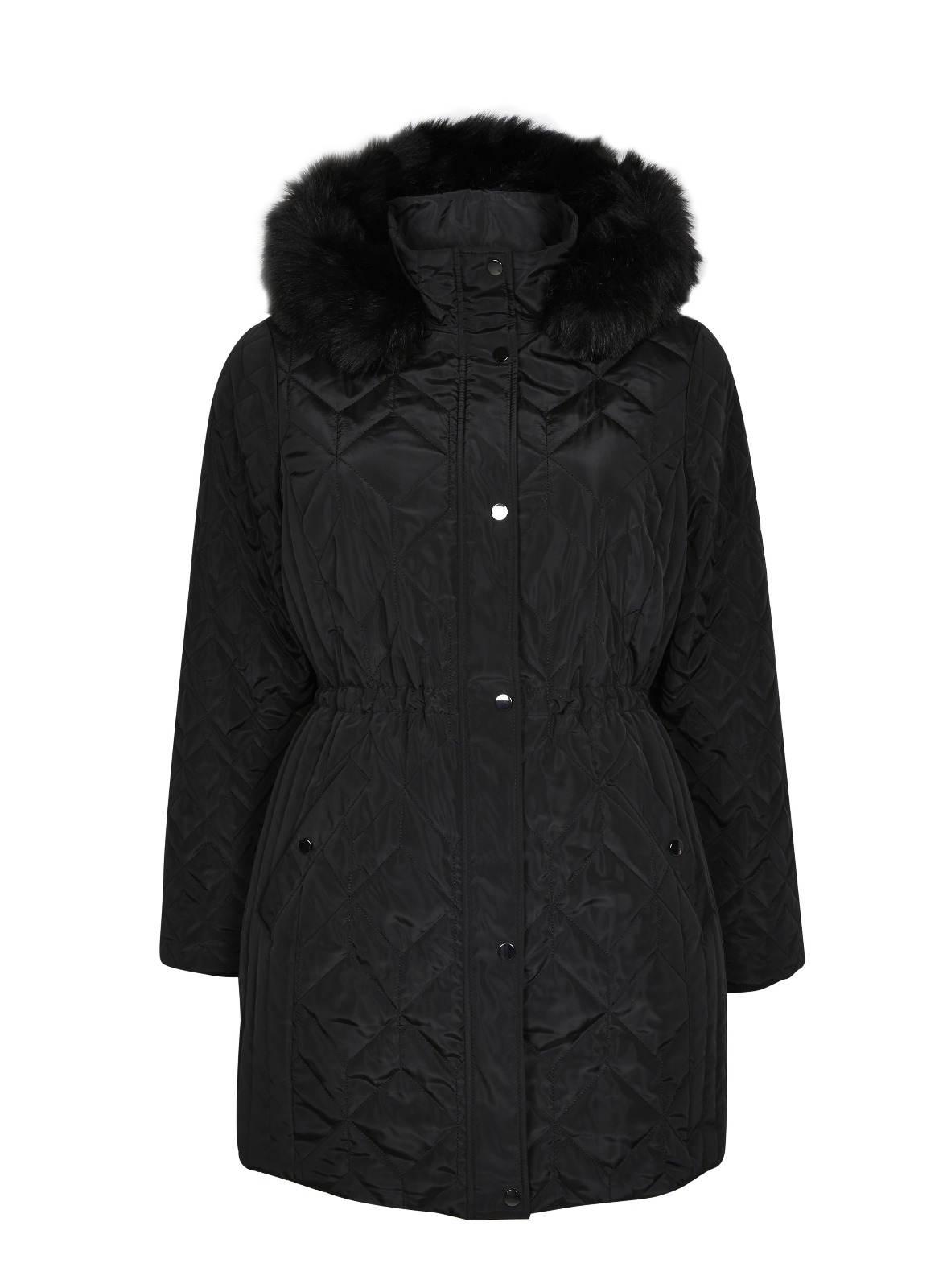 EX EVANS Ladies Womens Black Quilted Parka Coat Jacket Size 14 16 18 20 ...