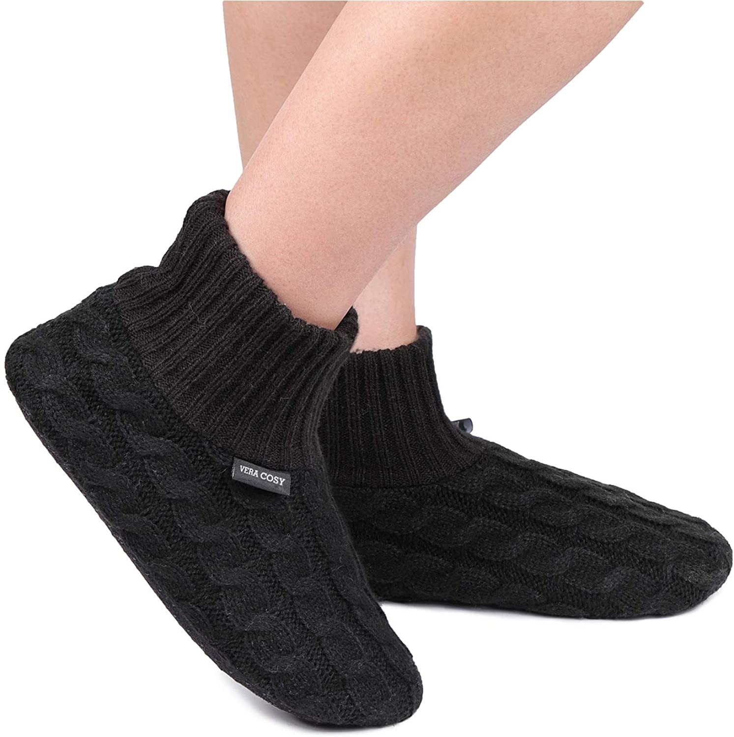 Mens Womens Chunky Non Slip Fleece Slipper Socks with Grips Size 3 4 5 7 8  9 10