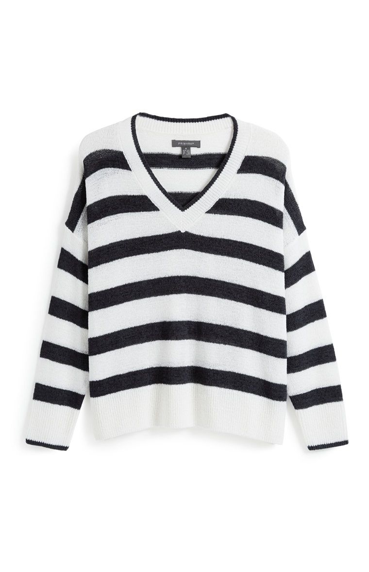 PRIMARK Ladies Womens Striped V Neck Winter Jumpers Size 6 8 10 12 14 16 18  20 | eBay