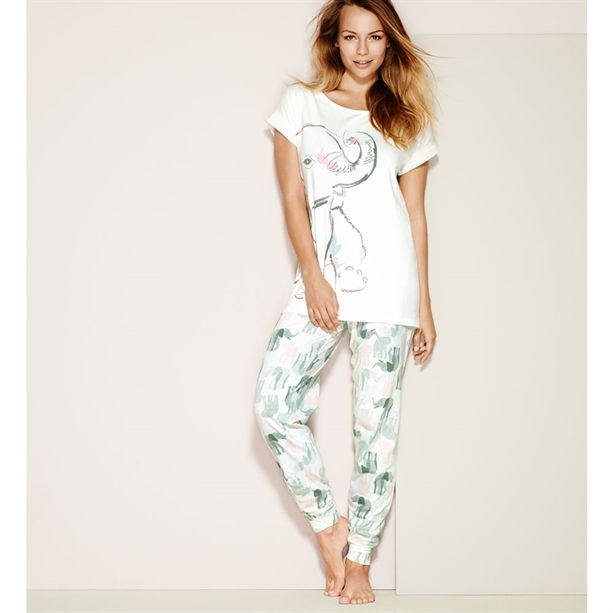AVON Ladies Womens PJs Pyjamas Set Elephant Animal Print Short Sleeve ...