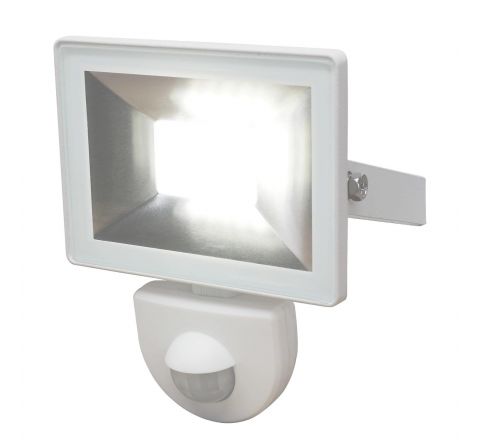 White Mains-powered Cool white Outdoor LED PIR Floodlight 800lm