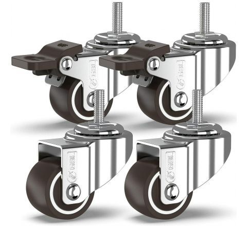 GBL Heavy Duty Castor Wheels with 4 Brakes + Screws - 25mm M6x15mm Bolt up to 40KG