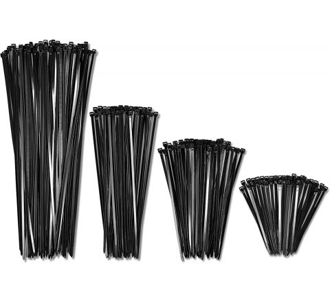 10, 15, 20, 30 cm Cable Zip Ties Black Heavy Duty (400 Pack, 100 each size)
