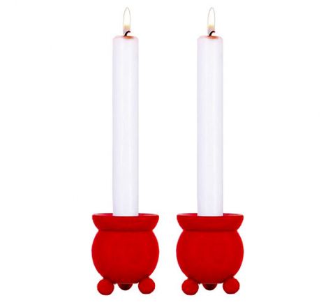 Swedish Red Ball Footed Candle Holder - Pack of 2