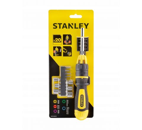 Stanley Bit-Screwdriver with 20 Bits and Ratchet - Set of 22 Pieces