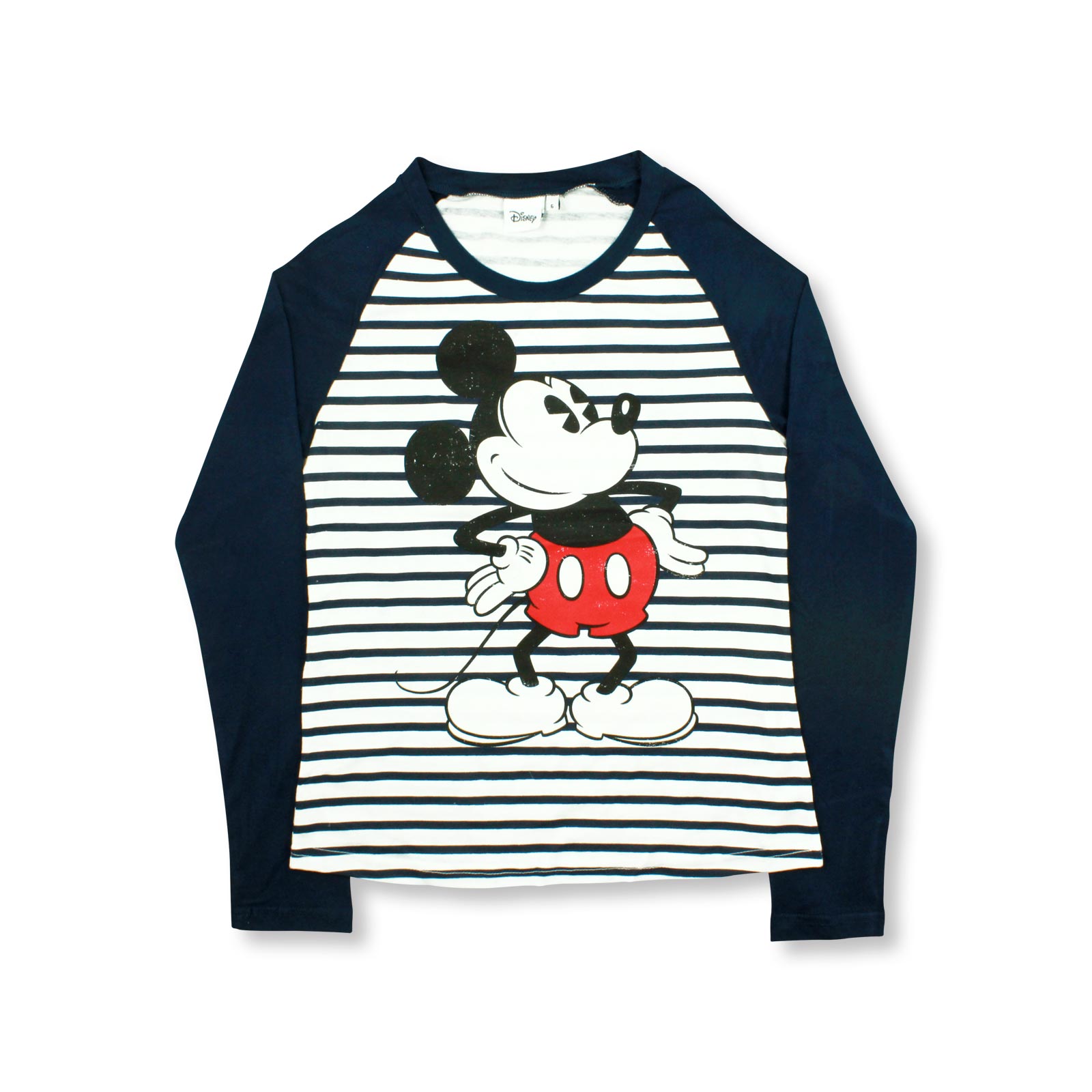 Disney Women's Mickey Mouse Crop Top Long Sleeve Shirt SZ Jr Junior L 11 13 1334 