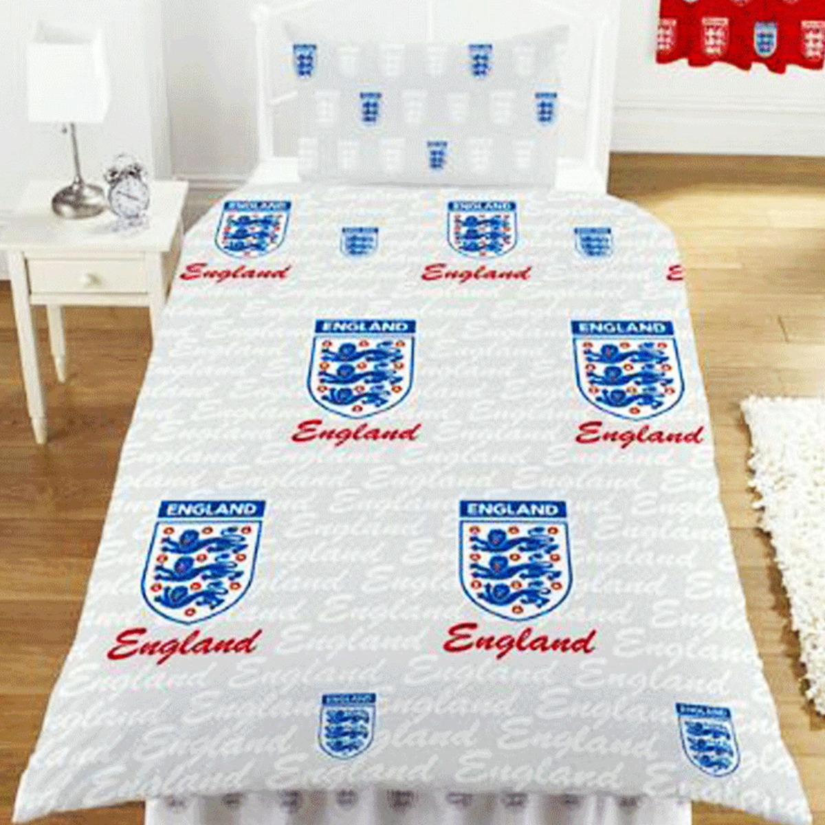 England Football Single Duvet Set Three Lions Quilt Cover Bedding