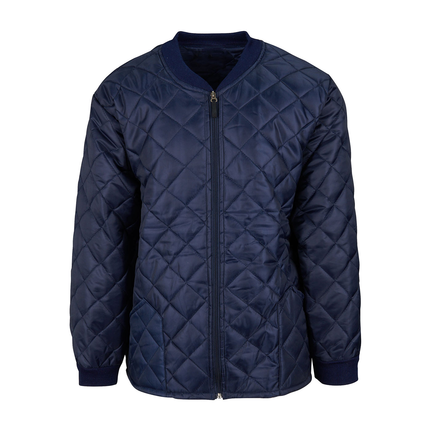 MENS NAVY DIAMOND Quilted Zip Up Casual Work Thermal Jacket Coat Size S ...