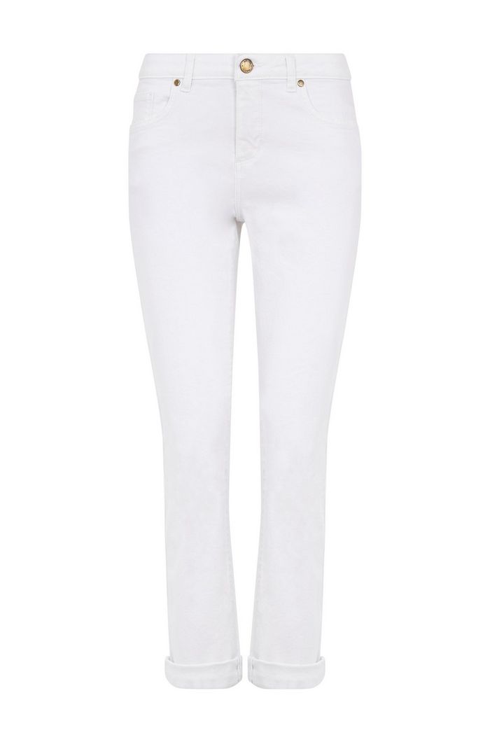 WALLIS Ladies Womens White Roll Up Slim 